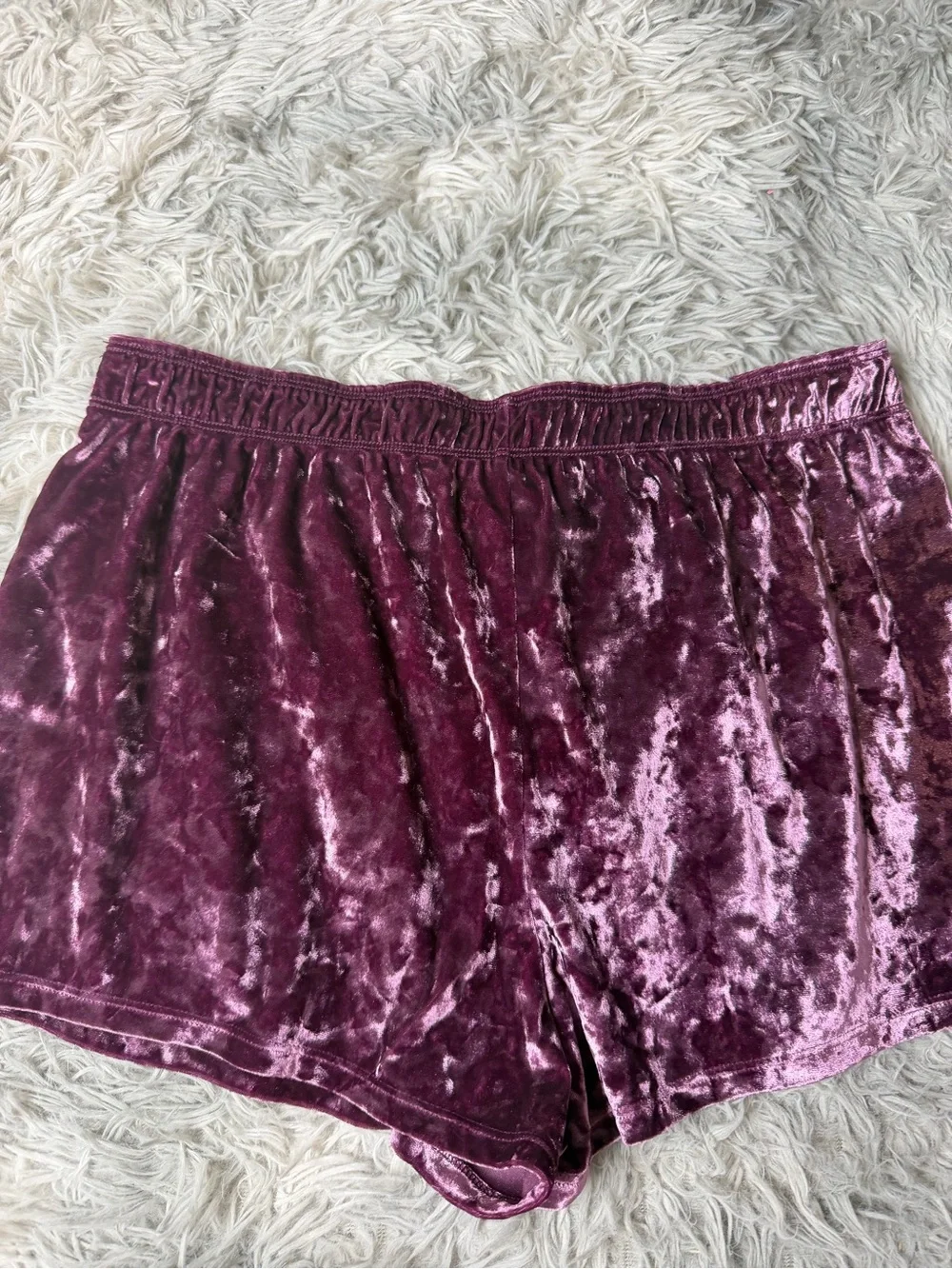 Victoria’s Secret Pink Purple Velour Crushed Velvet Shorts Size L
